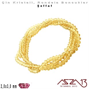Şeffaf - 2x3 mm - Sarı - Kristal Rondela Boncuk / 200 Adet
