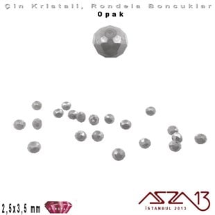 Opak - 2,5x3,5 mm - Açık Gri - Kristal Rondela Boncuk / 150 Adet