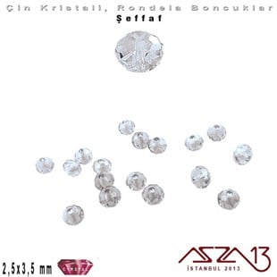 Şeffaf - 2,5x3,5 mm - Gri - Kristal Rondela Boncuk / 150 Adet