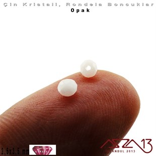 Opak - 2,5x3,5 mm - Buz Beyaz - Kristal Rondela Boncuk / 150 Adet