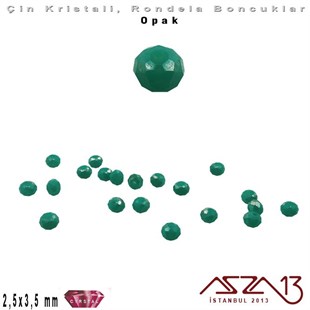 Opak - 2,5x3,5 mm - Neft Yeşil - Kristal Rondela Boncuk / 150 Adet