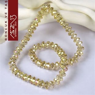 6x8 mm - Kristal - Efektli Sarı - Rondela Boncuk / 70 Adet