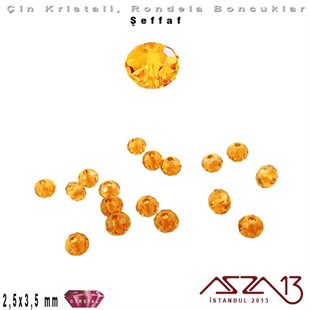 Şeffaf - 2,5x3,5 mm - Sarı - Kristal Rondela Boncuk / 150 Adet