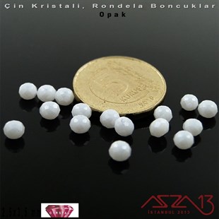 Opak - 2,5x3,5 mm - Süt Beyaz - Kristal Rondela Boncuk / 150 Adet
