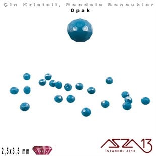 Opak - 2,5x3,5 mm - Deniz Mavi - Kristal Rondela Boncuk / 150 Adet