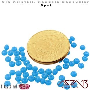 Opak - 1x2 mm - Mavi - Kristal Rondela Boncuk / 210 Adet
