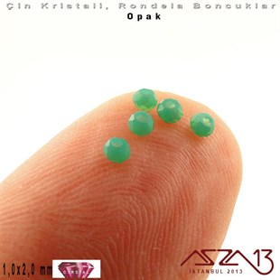 Opak - 1x2 mm - Turkuaz Yeşil - Kristal Rondela Boncuk / 210 Adet