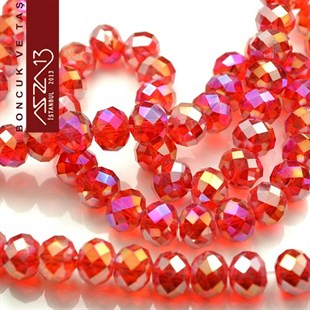6x8 mm - Kristal - Efektli Açık Siyam - Rondela Boncuk / 70 Adet