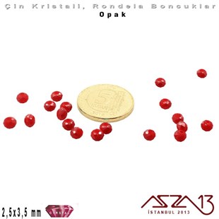 Opak - 2,5x3,5 mm - Kırmızı - Kristal Rondela Boncuk / 150 Adet