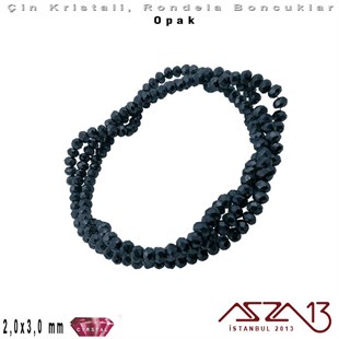 Opak - 2x3 mm - Gece Mavisi - Kristal Rondela Boncuk / 200 Adet