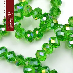 6x8 mm - Kristal - Efektli Yeşil - Rondela Boncuk / 70 Adet