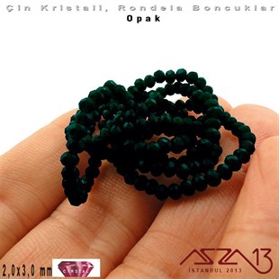 Opak - 2x3 mm - Neft Mavi - Kristal Rondela Boncuk / 200 Adet