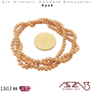 Opak - 2x3 mm - Haki - Kristal Rondela Boncuk / 200 Adet