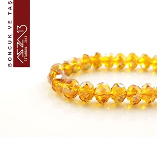 6x8 mm - Kristal - Efektli Amber - Rondela Boncuk / 70 Adet
