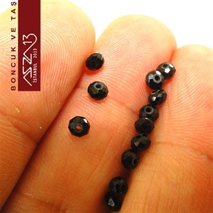 3x4 mm Opak Kristal Siyah Rondela Boncuk / Paket İçeriği 150 Adet