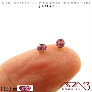 Şeffaf - 2,5x3,5 mm - Efektli Amethyst - Kristal Rondela Boncuk / 150 Adet