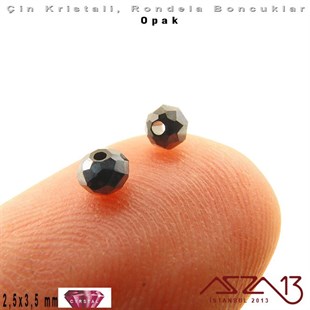 Opak - 2,5x3,5 mm - Antrasit - Kristal Rondela Boncuk / 150 Adet