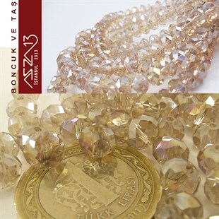 6x8 mm - Kristal - Efektli İpek - Rondela Boncuk / 70 Adet