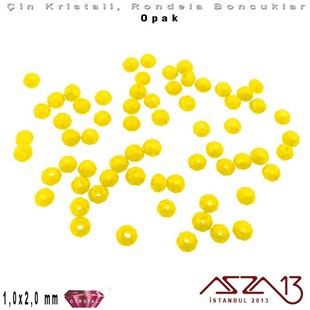 Opak - 1x2 mm - Sarı - Kristal Rondela Boncuk / 210 Adet