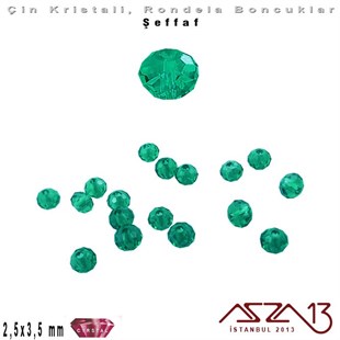 Şeffaf - 2,5x3,5 mm - Neft Yeşil - Kristal Rondela Boncuk / 150 Adet