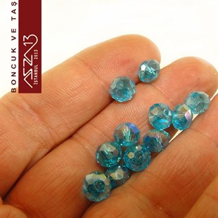 5x6 mm - Kristal - Efektli Mavi - Rondela Boncuk / 100 Adet