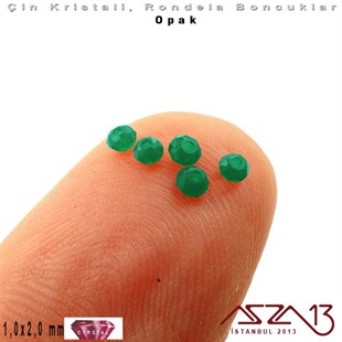 Opak - 1x2 mm - Koyu Yeşil - Kristal Rondela Boncuk / 210 Adet