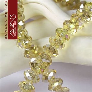 6x8 mm - Kristal - Efektli Sarı - Rondela Boncuk / 70 Adet