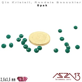Opak - 2,5x3,5 mm - Neft Yeşil - Kristal Rondela Boncuk / 150 Adet