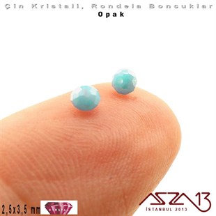 Opak - 2,5x3,5 mm - Buz Yeşil - Kristal Rondela Boncuk / 150 Adet