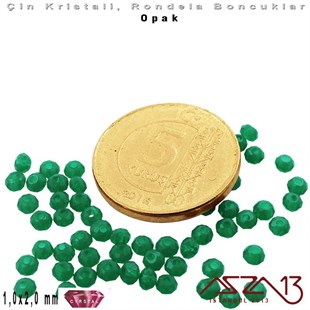 Opak - 1x2 mm - Koyu Yeşil - Kristal Rondela Boncuk / 210 Adet