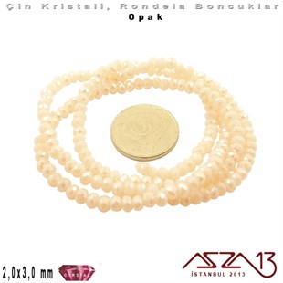 Opak - 2x3 mm - Sedefli Krem - Kristal Rondela Boncuk / 200 Adet