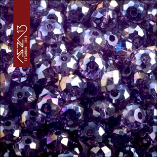 6x8 mm - Kristal - Efektli Koyu Lavanta - Rondela Boncuk / 70 Adet