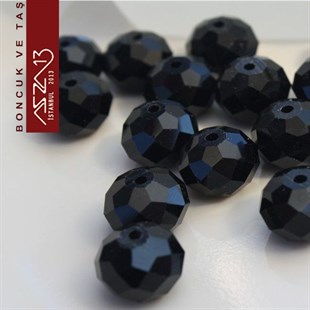 6x8 mm - Kristal - Opak Siyah (Jet) - Rondela Boncuk / 70 Adet