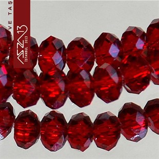 6x8 mm - Kristal - Yarı Opak Koyu Siyam - Rondela Boncuk / 70 Adet