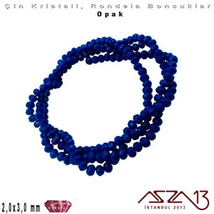 Opak - 2x3 mm - Saks Mavi - Kristal Rondela Boncuk / 200 Adet