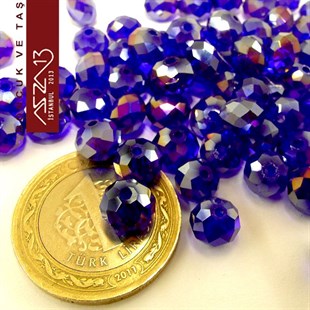6x8 mm - Kristal - Efektli Koyu Lavanta - Rondela Boncuk / 70 Adet