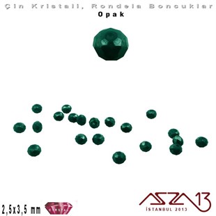 Opak - 2,5x3,5 mm - Koyu Yeşil - Kristal Rondela Boncuk / 150 Adet