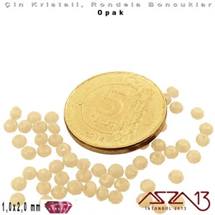 Opak - 1x2 mm - Krem - Kristal Rondela Boncuk / 210 Adet