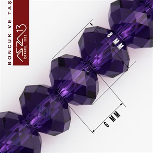 6x8 mm - Kristal - Efektli Koyu Lavanta - Rondela Boncuk / 70 Adet
