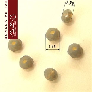 3x4 mm Kristal Yeşil-Gri Rondela Boncuk / Paket İçeriği 150 Adet