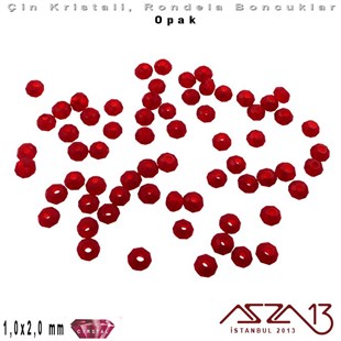 Opak - 1x2 mm - Koyu Kırmızı - Kristal Rondela Boncuk / 210 Adet