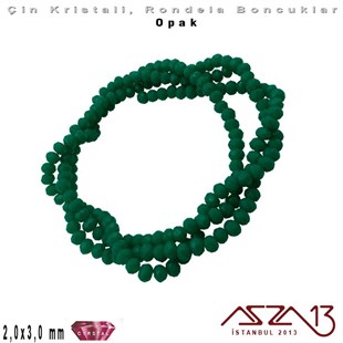 Opak - 2x3 mm - Çağla Yeşil - Kristal Rondela Boncuk / 200 Adet