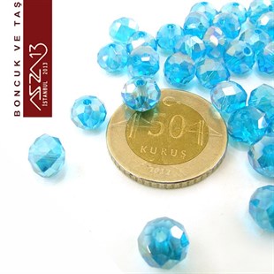 5x6 mm - Kristal - Efektli Mavi - Rondela Boncuk / 100 Adet