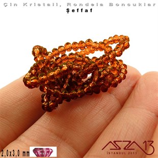 Şeffaf - 2x3 mm - Koyu Topaz - Kristal Rondela Boncuk / 200 Adet