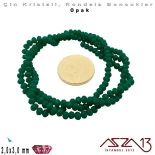 Opak - 2x3 mm - Çağla Yeşil - Kristal Rondela Boncuk / 200 Adet