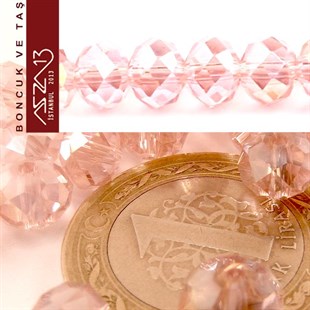 6x8 mm - Kristal - Efektli Pembe - Rondela Boncuk / 70 Adet