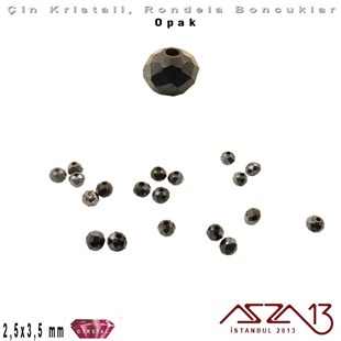 Opak - 2,5x3,5 mm - Antrasit - Kristal Rondela Boncuk / 150 Adet