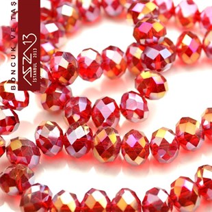 6x8 mm - Kristal - Efektli Açık Siyam - Rondela Boncuk / 70 Adet