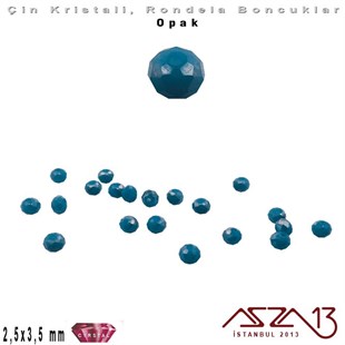 Opak - 2,5x3,5 mm - Göl Mavi - Kristal Rondela Boncuk / 150 Adet