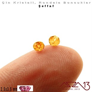 Şeffaf - 2,5x3,5 mm - Sarı - Kristal Rondela Boncuk / 150 Adet